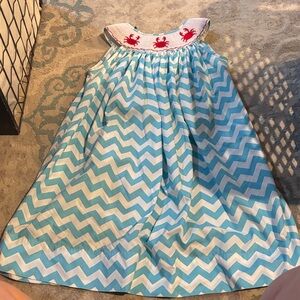 Blue and White Chevron Kids Dress
